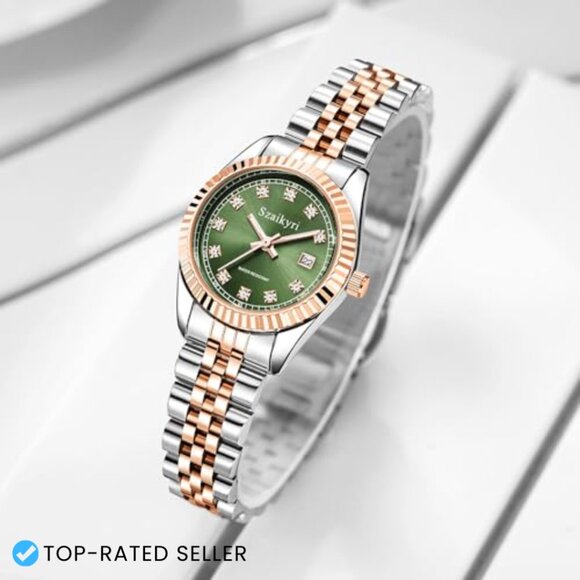 Classic Dress Watch with Diamond Accents Stainless Steel Band Water Resistant main image 7